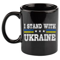 Support I Stand With Ukraine American Ukrainian Flag Gift 11oz C Handle Ceramic Mug