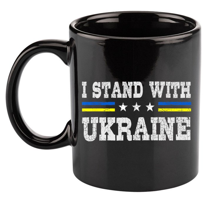 Support I Stand With Ukraine American Ukrainian Flag Gift 11oz C Handle Ceramic Mug