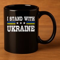 Support I Stand With Ukraine American Ukrainian Flag Gift 11oz C Handle Ceramic Mug