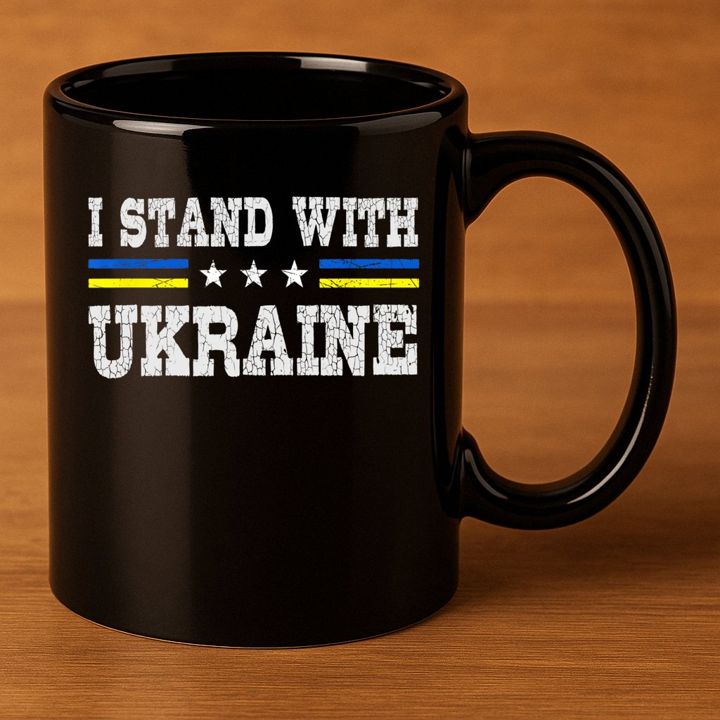 Support I Stand With Ukraine American Ukrainian Flag Gift 11oz C Handle Ceramic Mug