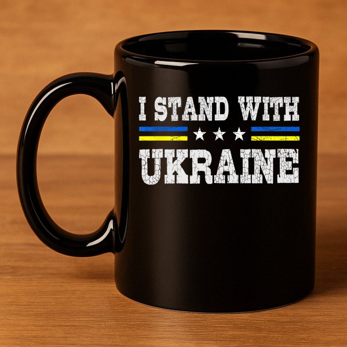 Support I Stand With Ukraine American Ukrainian Flag Gift 11oz C Handle Ceramic Mug