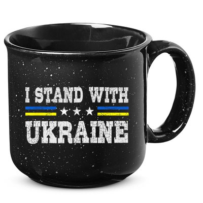 Support I Stand With Ukraine American Ukrainian Flag Gift 15oz Campfire Ceramic Mug