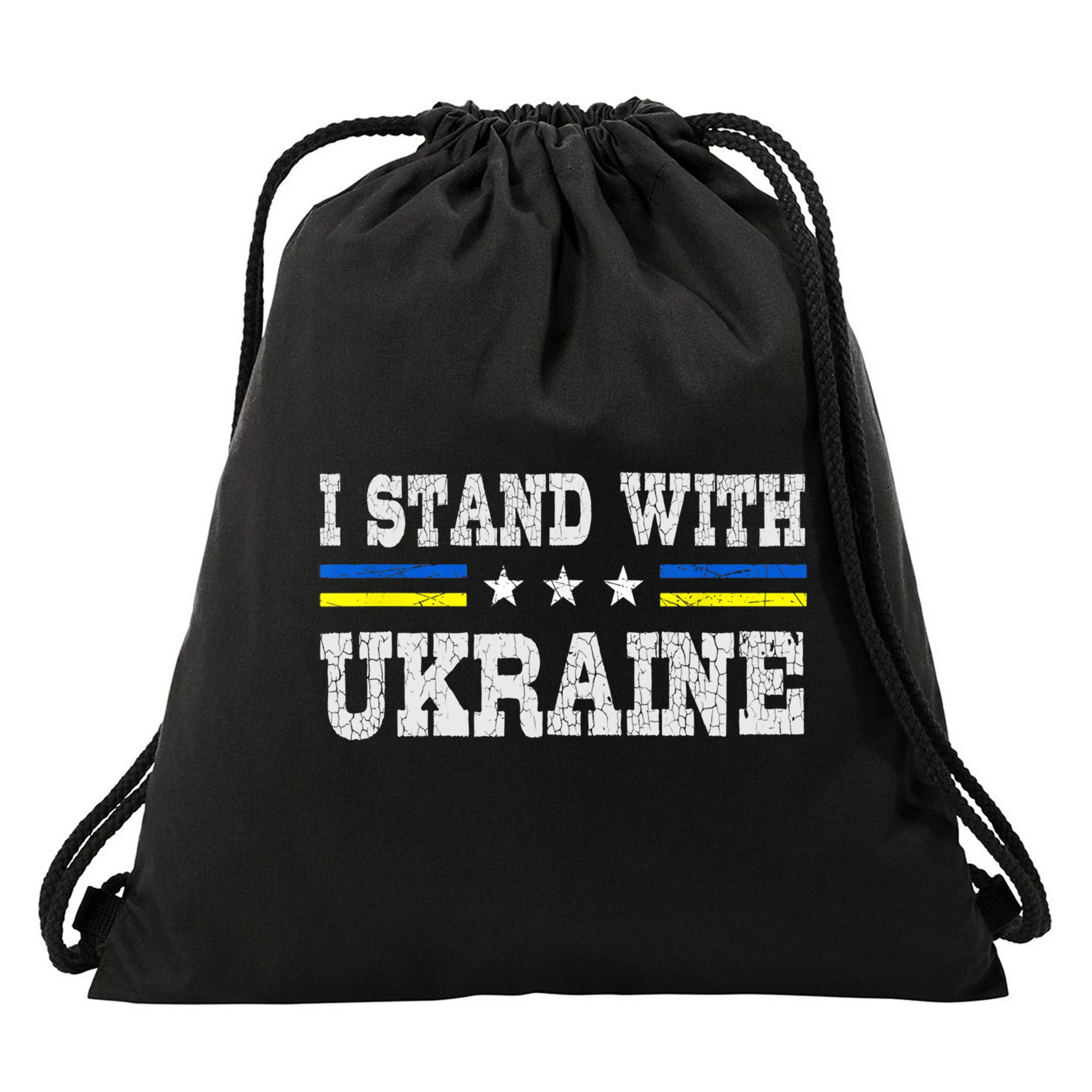Support I Stand With Ukraine American Ukrainian Flag Gift Drawstring Bag