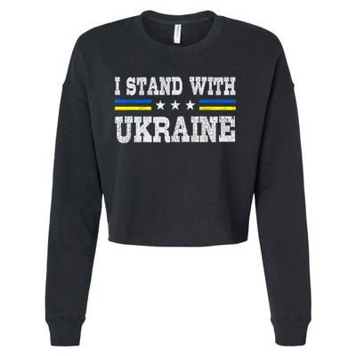 Support I Stand With Ukraine American Ukrainian Flag Gift Cropped Pullover Crew