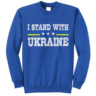 Support I Stand With Ukraine American Ukrainian Flag Gift Tall Sweatshirt