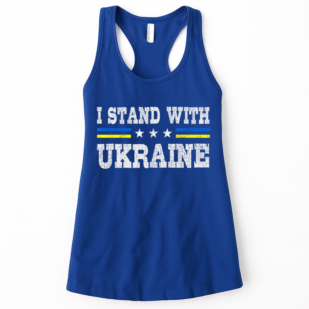 Support I Stand With Ukraine American Ukrainian Flag Gift Womens Tank Top
