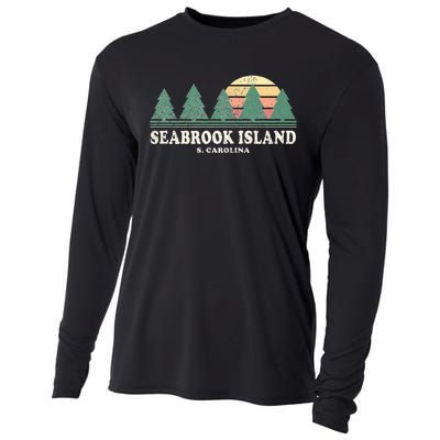 Seabrook Island Sc Vintage Throwback Retro 70s Cooling Performance Long Sleeve Crew