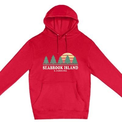 Seabrook Island Sc Vintage Throwback Retro 70s Premium Pullover Hoodie