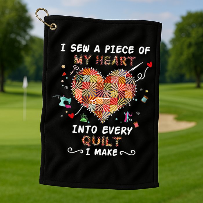 Sewing I Sew A Piece Of My Heart Into Every Quilt I Make Golf Towel