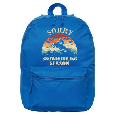 Sorry It's Snowmobiling Season Funny Snowmobile Rider Gift 16 in Basic Backpack