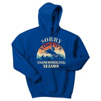 Sorry It's Snowmobiling Season Funny Snowmobile Rider Gift Kids Hoodie