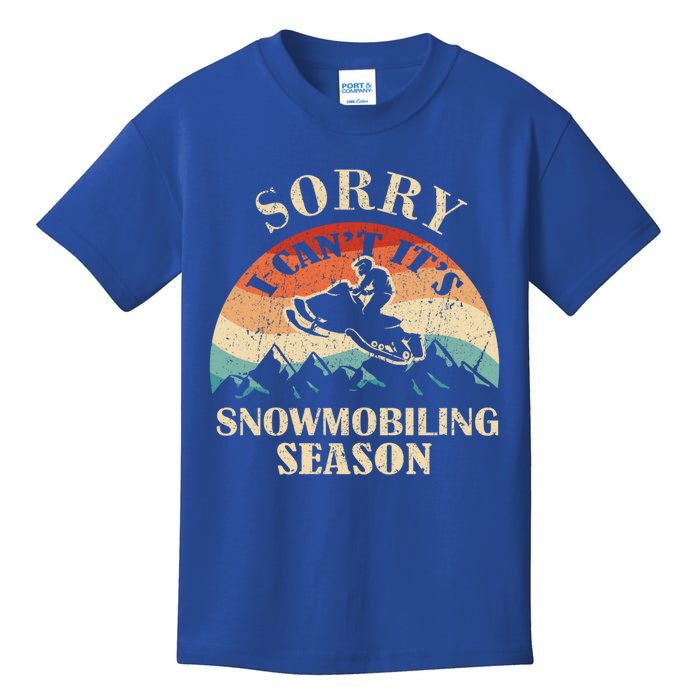 Sorry It's Snowmobiling Season Funny Snowmobile Rider Gift Kids T-Shirt