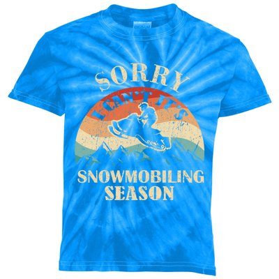 Sorry It's Snowmobiling Season Funny Snowmobile Rider Gift Kids Tie-Dye T-Shirt