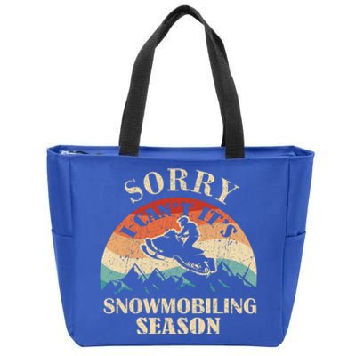 Sorry It's Snowmobiling Season Funny Snowmobile Rider Gift Zip Tote Bag