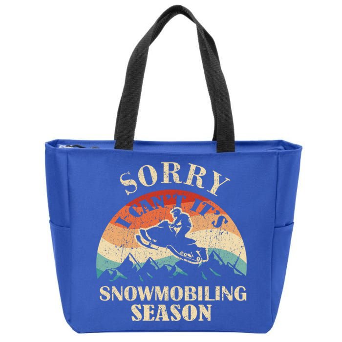 Sorry It's Snowmobiling Season Funny Snowmobile Rider Gift Zip Tote Bag