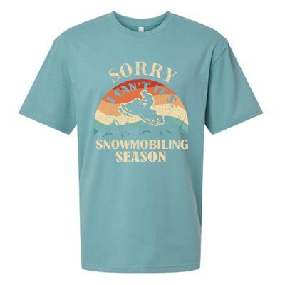 Sorry It's Snowmobiling Season Funny Snowmobile Rider Gift Sueded Cloud Jersey T-Shirt