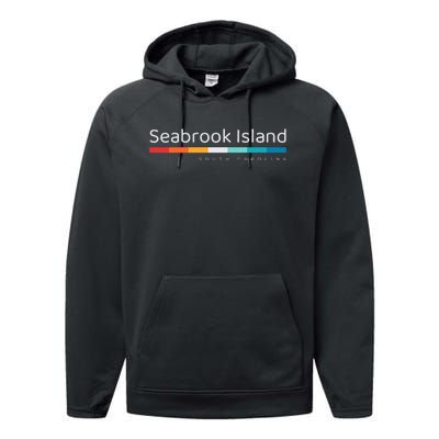 Seabrook Island SC South Carolina Retro Design Performance Fleece Hoodie