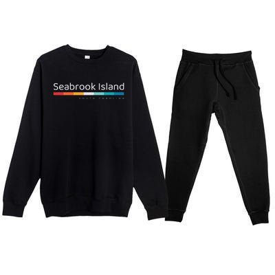 Seabrook Island SC South Carolina Retro Design Premium Crewneck Sweatsuit Set