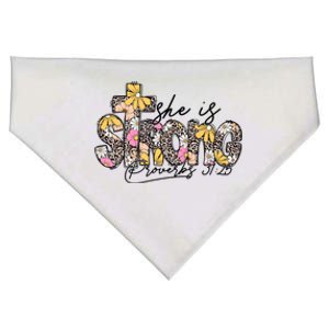 She Is Strong Christian 31:25 God Jesus USA-Made Doggie Bandana