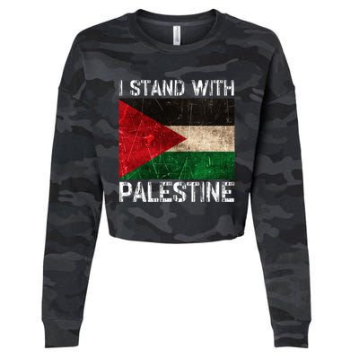 Support I Stand With Palestine Free Palestine Flag Arabic Cropped Pullover Crew