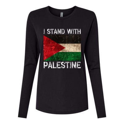 Support I Stand With Palestine Free Palestine Flag Arabic Womens Cotton Relaxed Long Sleeve T-Shirt