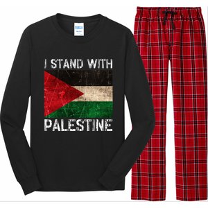 Support I Stand With Palestine Free Palestine Flag Arabic Long Sleeve Pajama Set