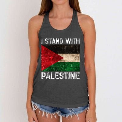 Support I Stand With Palestine Free Palestine Flag Arabic Women's Knotted Racerback Tank