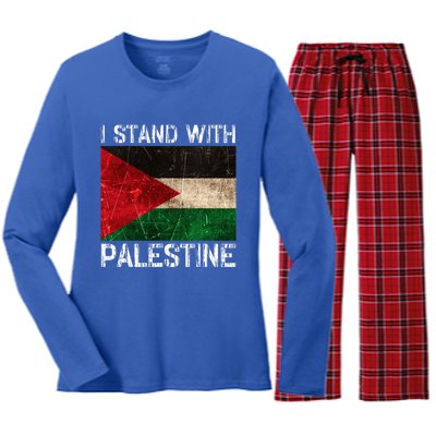 Support I Stand With Palestine Free Palestine Flag Arabic Women's Long Sleeve Flannel Pajama Set 