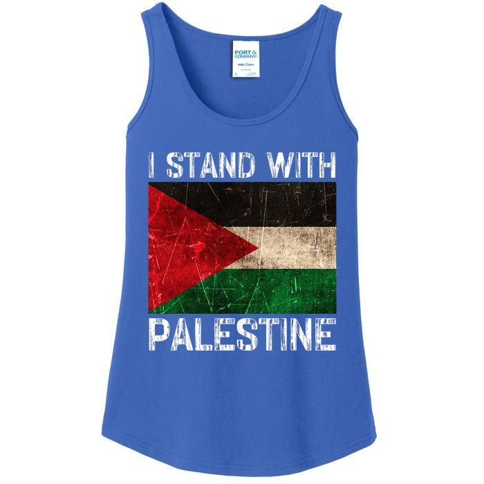 Support I Stand With Palestine Free Palestine Flag Arabic Ladies Essential Tank