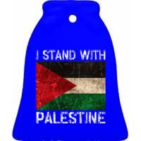 Support I Stand With Palestine Free Palestine Flag Arabic Ceramic Bell Ornament