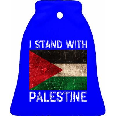 Support I Stand With Palestine Free Palestine Flag Arabic Ceramic Bell Ornament