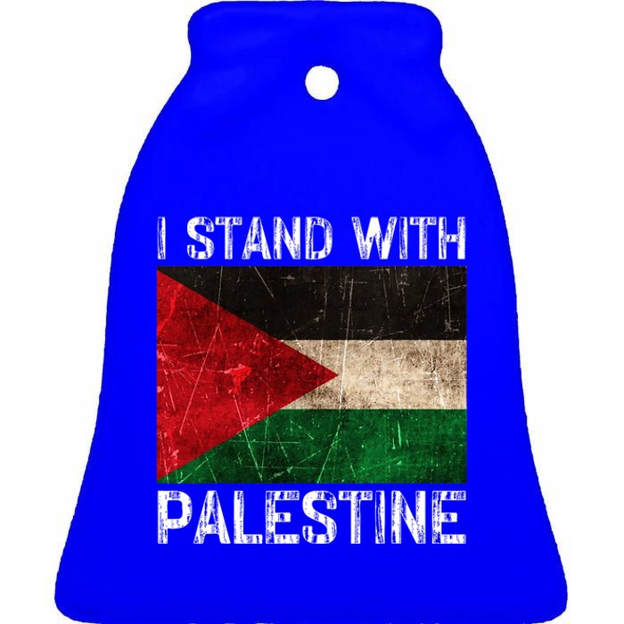 Support I Stand With Palestine Free Palestine Flag Arabic Ceramic Bell Ornament