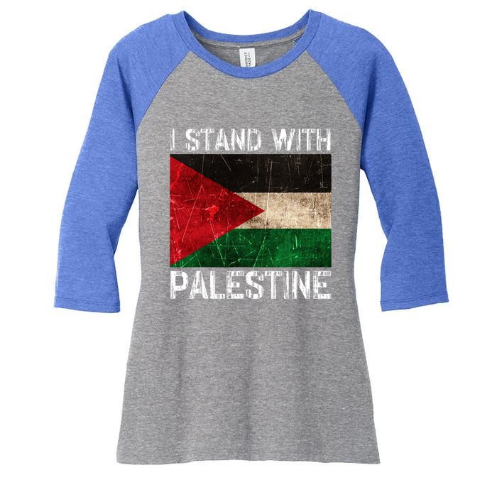 Support I Stand With Palestine Free Palestine Flag Arabic Women's Tri-Blend 3/4-Sleeve Raglan Shirt