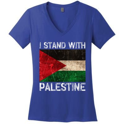 Support I Stand With Palestine Free Palestine Flag Arabic Women's V-Neck T-Shirt