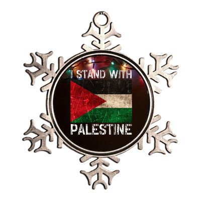 Support I Stand With Palestine Free Palestine Flag Arabic Metallic Star Ornament