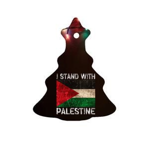 Support I Stand With Palestine Free Palestine Flag Arabic Ceramic Tree Ornament