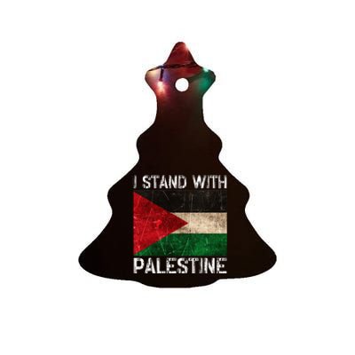 Support I Stand With Palestine Free Palestine Flag Arabic Ceramic Tree Ornament