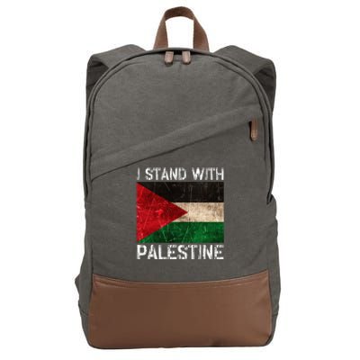 Support I Stand With Palestine Free Palestine Flag Arabic Cotton Canvas Backpack