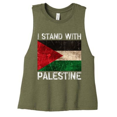 Support I Stand With Palestine Free Palestine Flag Arabic Women's Racerback Cropped Tank