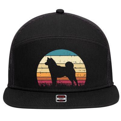 Shiba Inu Sunset Retro Animal Pet Akita Dog 7 Panel Mesh Trucker Snapback Hat