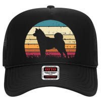 Shiba Inu Sunset Retro Animal Pet Akita Dog High Crown Mesh Back Trucker Hat