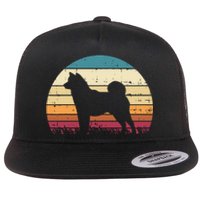 Shiba Inu Sunset Retro Animal Pet Akita Dog Flat Bill Trucker Hat