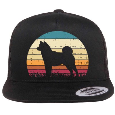 Shiba Inu Sunset Retro Animal Pet Akita Dog Flat Bill Trucker Hat