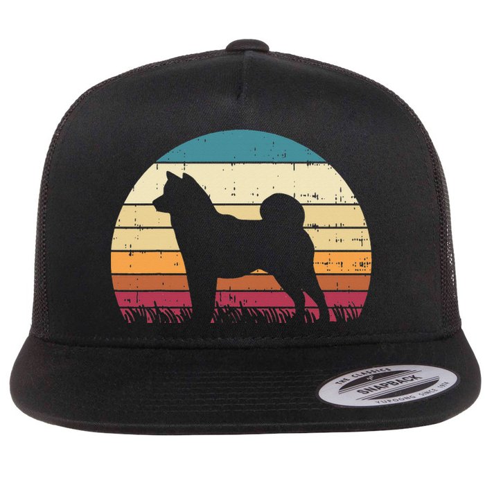 Shiba Inu Sunset Retro Animal Pet Akita Dog Flat Bill Trucker Hat