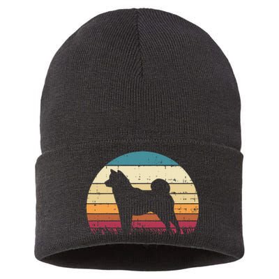 Shiba Inu Sunset Retro Animal Pet Akita Dog Sustainable Knit Beanie