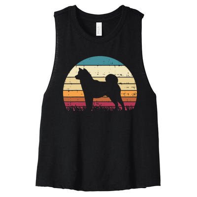 Shiba Inu Sunset Retro Animal Pet Akita Dog Women's Racerback Cropped Tank