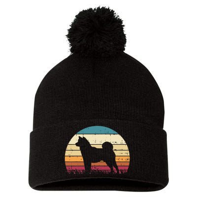 Shiba Inu Sunset Retro Animal Pet Akita Dog Pom Pom 12in Knit Beanie