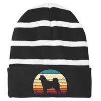 Shiba Inu Sunset Retro Animal Pet Akita Dog Striped Beanie with Solid Band