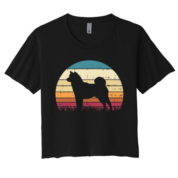 Shiba Inu Sunset Retro Animal Pet Akita Dog Women's Crop Top Tee