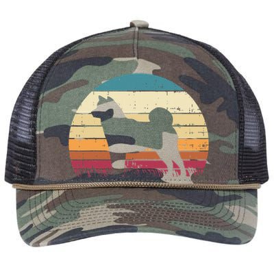 Shiba Inu Sunset Retro Animal Pet Akita Dog Retro Rope Trucker Hat Cap